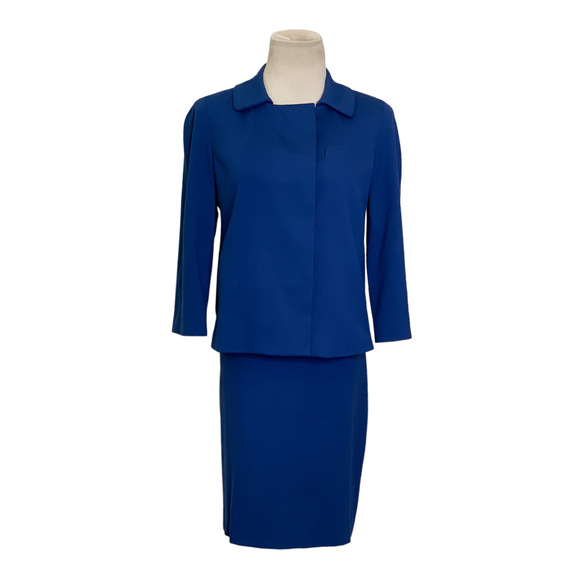 Talbots blue skirt blazer stretch suit set blazer is 4P skirt is 6P - Picture 7 of 15
